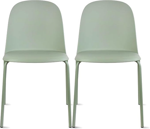 2xhome Set of 2 Modern Stackable Armless Dining Chairs, Plastic Shell Seat by 2xhome