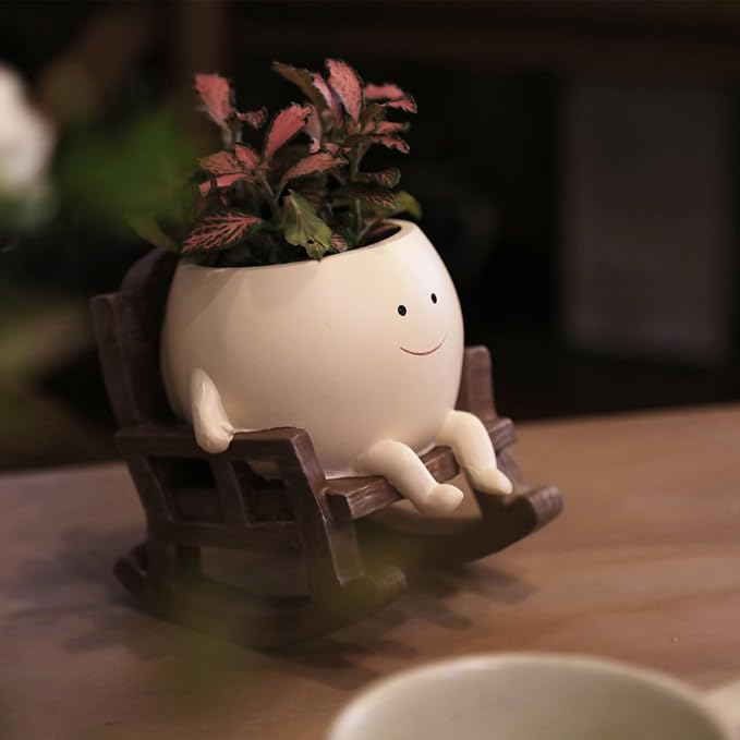 Smily Face Planter Pot Cute Resin Flower Head Planters - Image 5