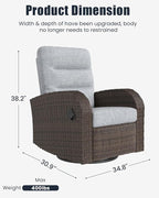 Outdoor Swivel Recliner Chair, All-Weather Wicker Reclining Patio Chair - Image 8
