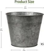 Briful 5PCS Galvanized Buckets 7.1In Rustic Farmhouse Metal Bucket Galvanized - Image 2