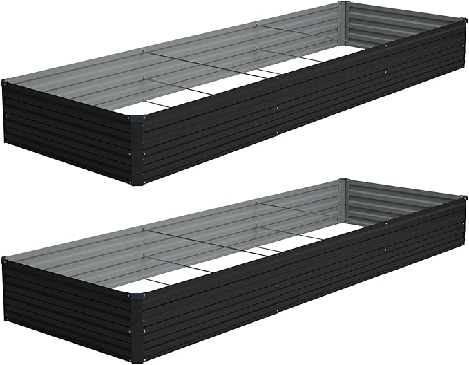 Vengarus 2 Pack 12x4x1FT Galvanized Raised Garden Bed Kit, Outdoor Metal by Vengarus