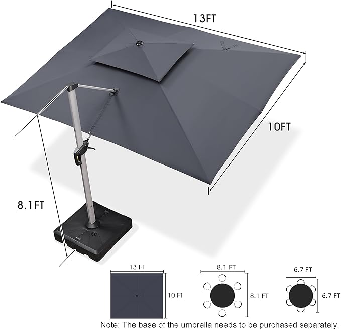 PURPLE LEAF 10' X 13' Patio Umbrella Outdoor Rectangle Umbrella Large - Image 9