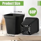 Square Nursery pots 4 Inches 60Pcs, Seedling Plastic Seeds propogation Growing - Image 3