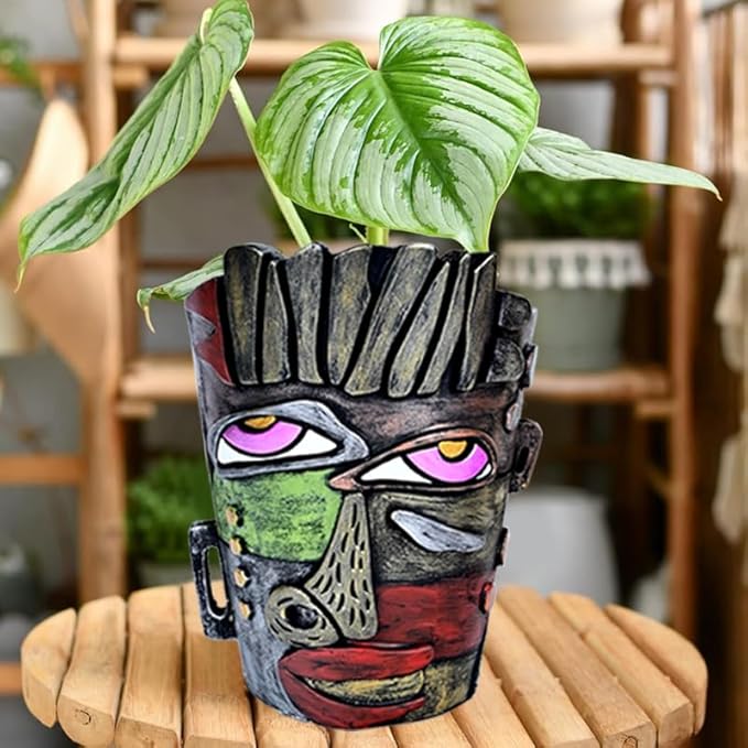 Abstract Face Planters Pots Head, Unique Head Planter - Image 3
