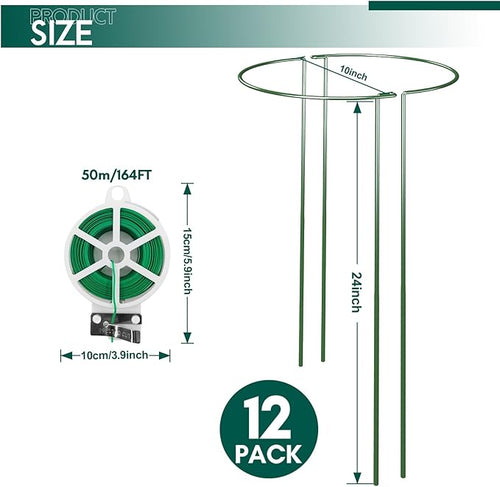 12 Pack 24 inch Plant Support Stakes, Half-Round Metal Garden Flower Stakes - Image 2