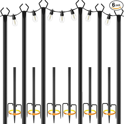 10Ft String Light Poles 6 Pack, Light Poles by AILBTON