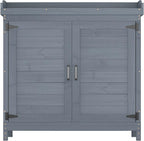 Outdoor Garden Patio Wooden Storage Cabinet Furniture Waterproof Tool Shed - Image 6