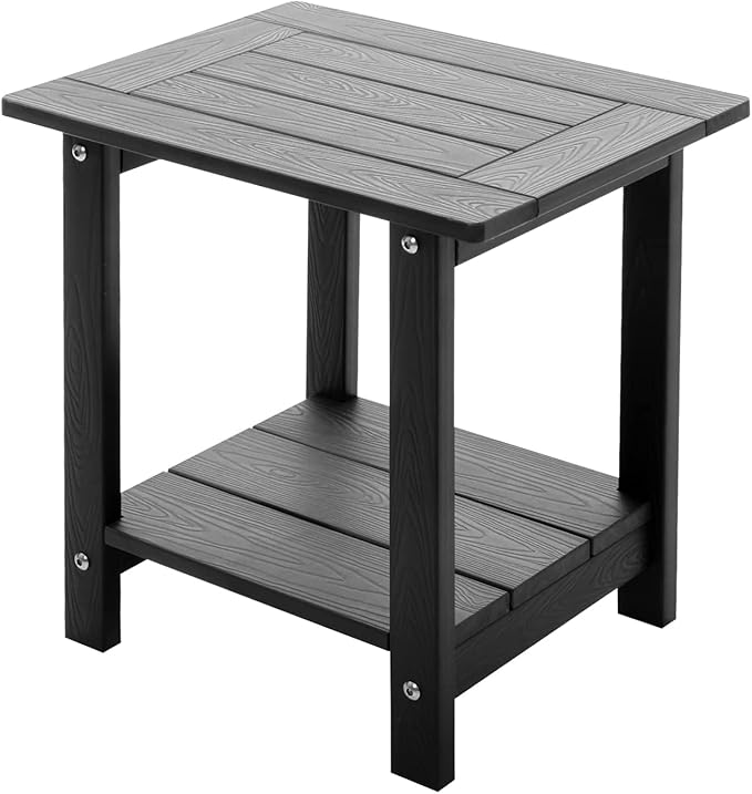 Double Adirondack Side Table Weather Resistant, Outdoor Rectangular End Table by Meluvici
