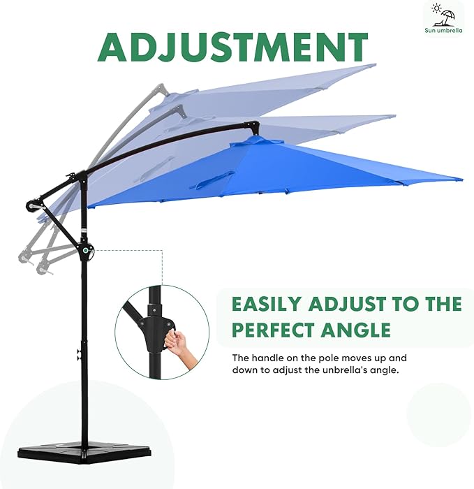 NEWBULIG 10FT Patio Umbrella, Offset Cantilever Outdoor Patio Table Umbrella - Image 5