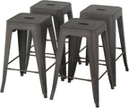 FDW Metal Bar Stools Set of 4 Counter Height Bar Stools 24 Inches Industrial by FDW