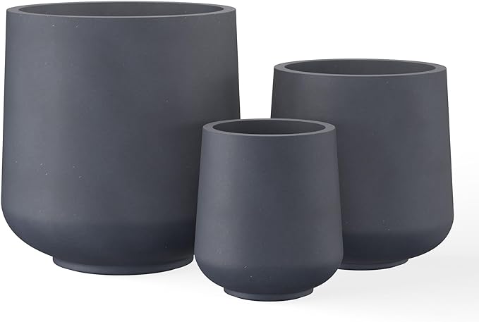 Kante 15.3"+11.6"+8.2" Dia Round Concrete Planter, Large Outdoor Indoor Planter by Kante