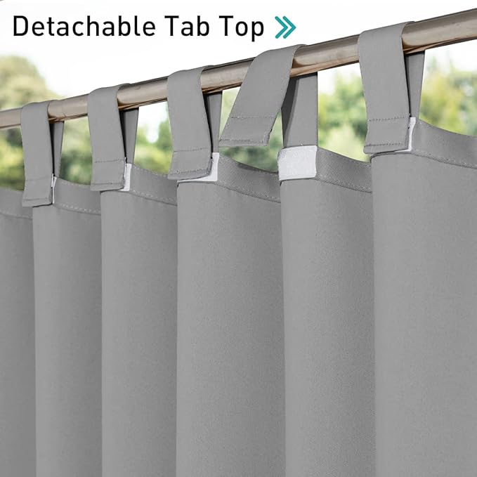 NICETOWN 2 Panels Patio Curtainss Outdoor Waterproof 84 Long, Detachable Sticky - Image 3