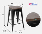 FDW Metal Bar Stools Set of 4 Counter Height Bar Stools 24 Inches Industrial - Image 3