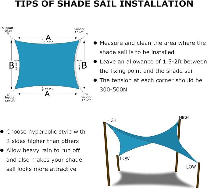 KANAGAWA 10'X10' Turquoise Mix Custom Size Sun Shade Sail Square UV Block - Image 6