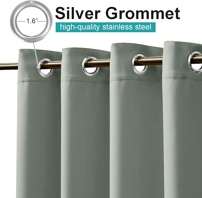 NICETOWN 2 Panels Sage Green Blackout Outdoor Curtains - Image 3