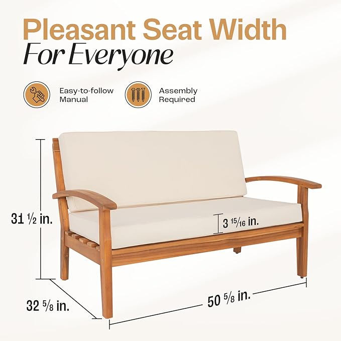 IDZO Laurent 800lbs Capacity Acacia Outdoor Loveseat, FSC Certified 2 Seater - Image 2