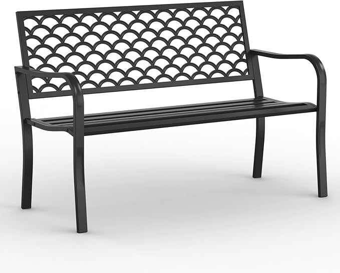 On Shine Outdoor Garden Bench Cast Iron Steel Outdoor Bench Clearance by Unknown