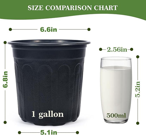 100Pcs 1 Gallon Black Nursery Pots, Soft Plastic Seedling Plant Pot - Image 2