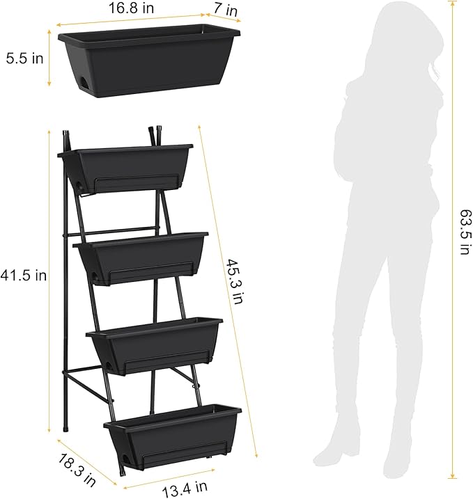 OYEAL Raised Garden Bed 4 Tier Vertical Garden Planters Indoor Outdoor Raised - Image 2