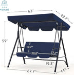AECOJOY Porch Swing with Stand, 3-Seat Outdoor Clearance Porch Swings - Image 4