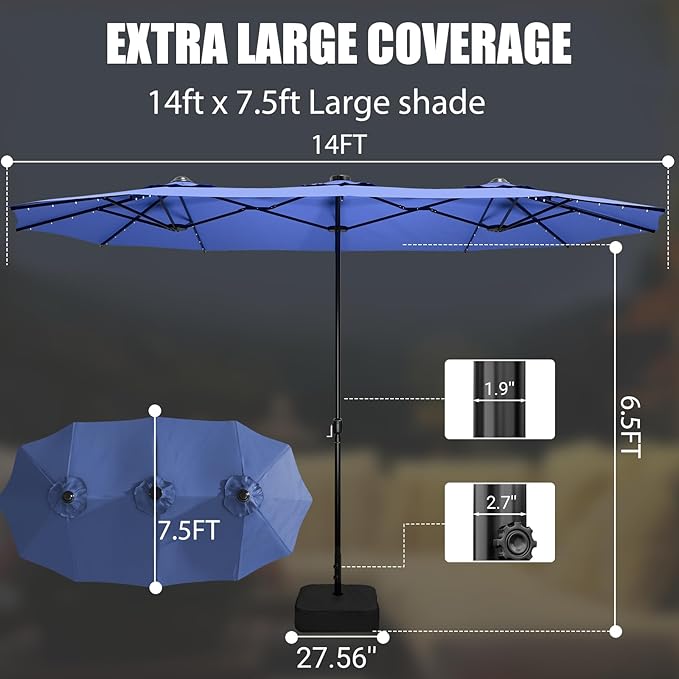 LEVELEVE 14FT Large Patio Patio Umbrella - Image 4