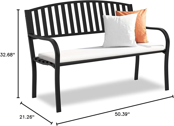Outdoor Bench Garden Bench, Weatherproof Anti-Rust Heavy-Duty Outside Benches - Image 3