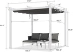 PURPLE LEAF 10' x 10' Outdoor Aluminum Pergola White Heavy-Duty Retractable - Image 3
