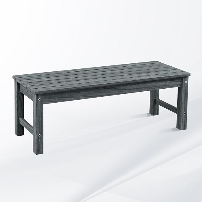 Psilvam 2-Person Outdoor Poly Lumber Patio Backless Bench, Fade-Resistant & by PsilvamGardenFurniture