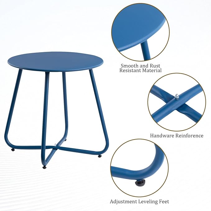 HollyHOME Round Metal Side Table, Rust-Resistant Patio Small Plant Stand - Image 5