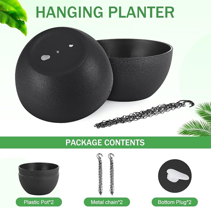 13 inch Hanging Planters for Indoor Plants, 2 Pack Planters for Outdoor Plants - Image 4