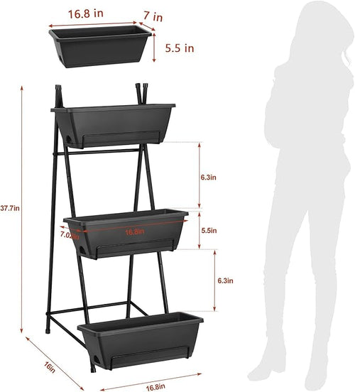 3 Tier Vertical Garden Planter Small Raised Garden Bed Freestanding Plastic - Image 2