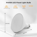 10 Pack PAR38 LED Outdoor Flood Light Bulbs, 100W Equivalent, 3000K Warm White - Image 2