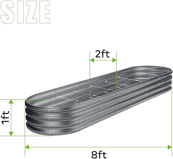 Land Guard 8×2×1ft Galvanized Raised Garden Bed Kit, 108 Gallon Capacity Raised - Image 2