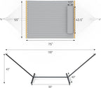 2 Person Outdoor Hammock with Stand, Cotton Rope Hammock with Polyester Pad - Image 6