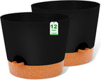 GARDIFE 12 inch Plant Pots, Self Watering Pots, 2 Pack Large Plastic Flower pots by GARDIFE