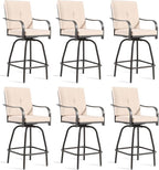 Patio Swivel Bar Stools Set of 6, Outdoor Bar Height Swivel Chairs by STRPRETTYBASIC