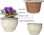 African Violet Pots Self Watering Round Ceramic Violet Pot - Image 3