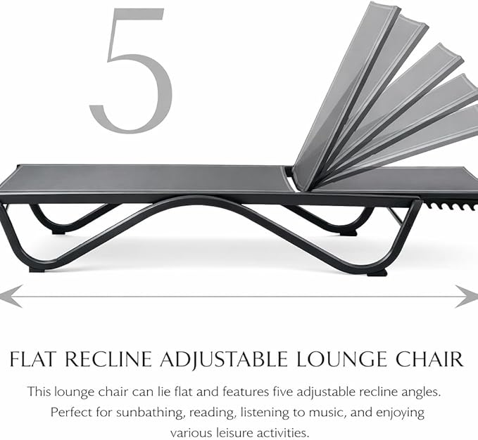 Kozyard Outdoor Chaise Lounge Chair, Full Flat Adjustable Patio Lounger - Image 5