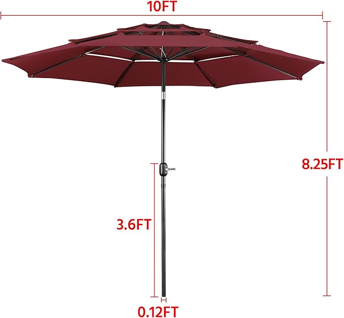 Yaheetech 3 Tier Patio Umbrella 10ft Vented Outdoor Large Market Table Umbrella - Image 8