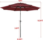Yaheetech 3 Tier Patio Umbrella 10ft Vented Outdoor Large Market Table Umbrella - Image 8