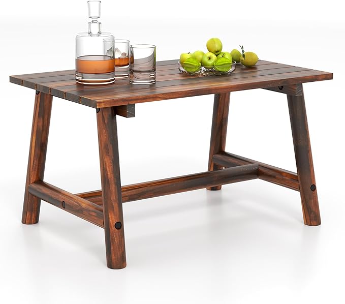Tangkula Outdoor Coffee Table, Solid Wood Patio Desk by TANGKULA