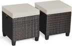 Tangkula 2 Pieces Outdoor Patio Ottoman, All Weather Rattan Wicker Ottoman Seat by TANGKULA