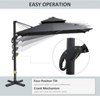 Outsunny 10ft Offset Patio Umbrella, Hanging Cantilever Umbrella, Square Shape - Image 3