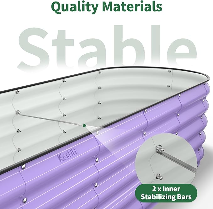 Kesfitt Raised Garden Bed, Metal Galvanized Steel Oval Garden Bed 8x2x1.5 ft - Image 8
