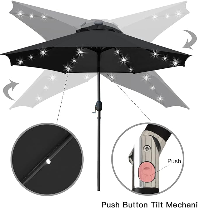 Sunnyglade 9' Solar LED Lighted Patio Umbrella - Image 3
