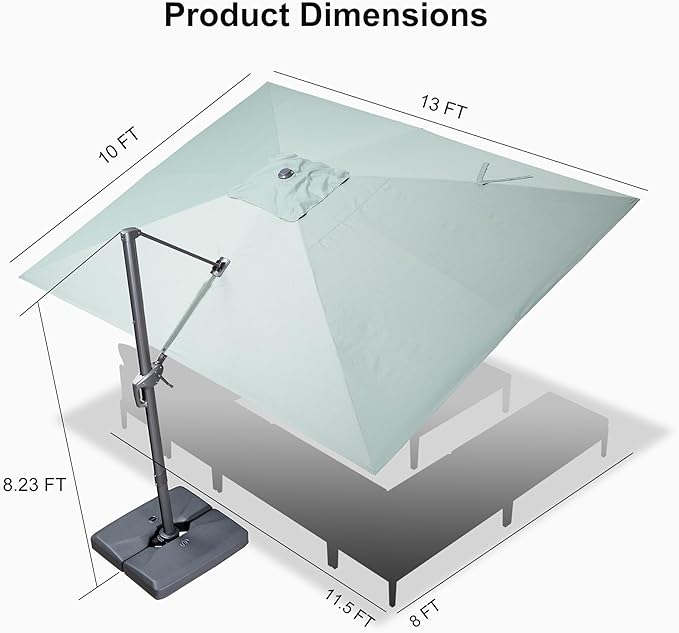 PURPLE LEAF 10' X 13' Rectangle Cantilever Umbrella - Image 9