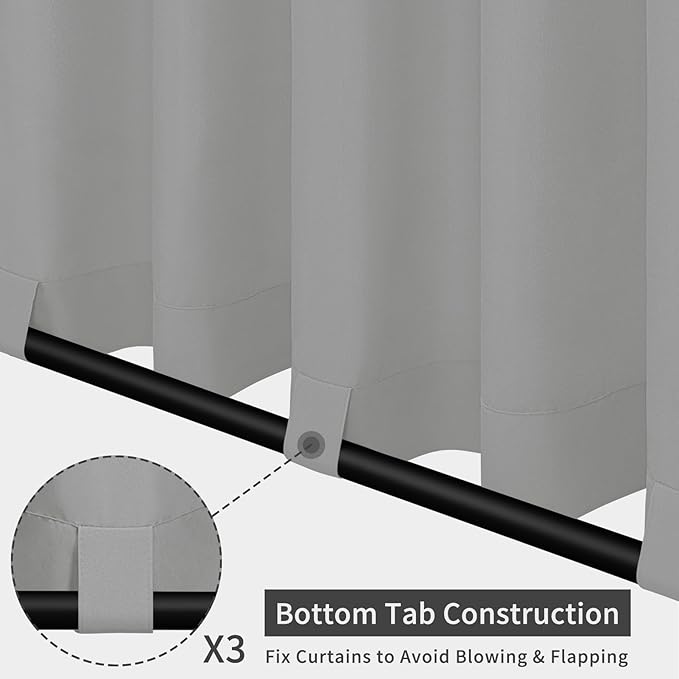 Easy-Going Outdoor Patio Curtains Detachable Tab Top Windproof Weatherproof - Image 3