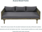 Merax Solid Acacia Wood Couch Chaise Lounge Chair Indoor, 3 Seater Daybed Sofa - Image 3