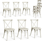 VINGLI Plastic Outdoor Dining Chairs Set of 6, Stackable Patio Cream White by VINGLI