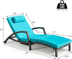 Chaise Lounge Chairs Outdoor Set of 4, Comfy Outside Wicker Patio Pool Lounge - Image 7